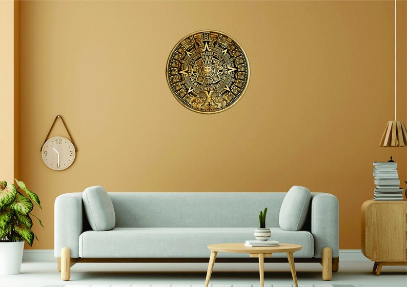 Aztec Calendar Engraved On Wood Sign. Aztec Calender Wall Art image 4