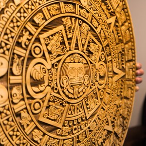 Aztec Calendar Engraved On Wood Sign. Aztec Calender Wall Art image 6