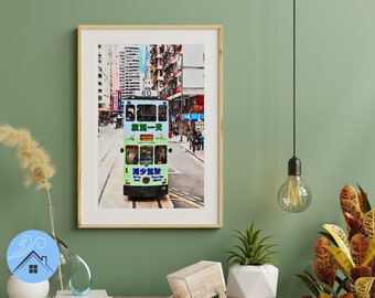 Hong Kong Tram Watercolour Digital Download, Printable Watercolor, Art Print, Wall Art, Poster