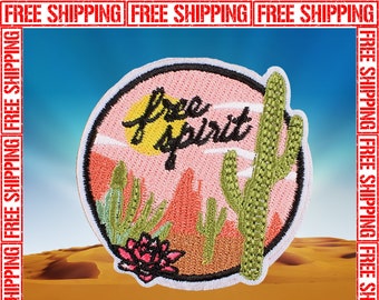 Free Spirit Embroidered Iron On Patch Desert Outdoors Nature Wild 