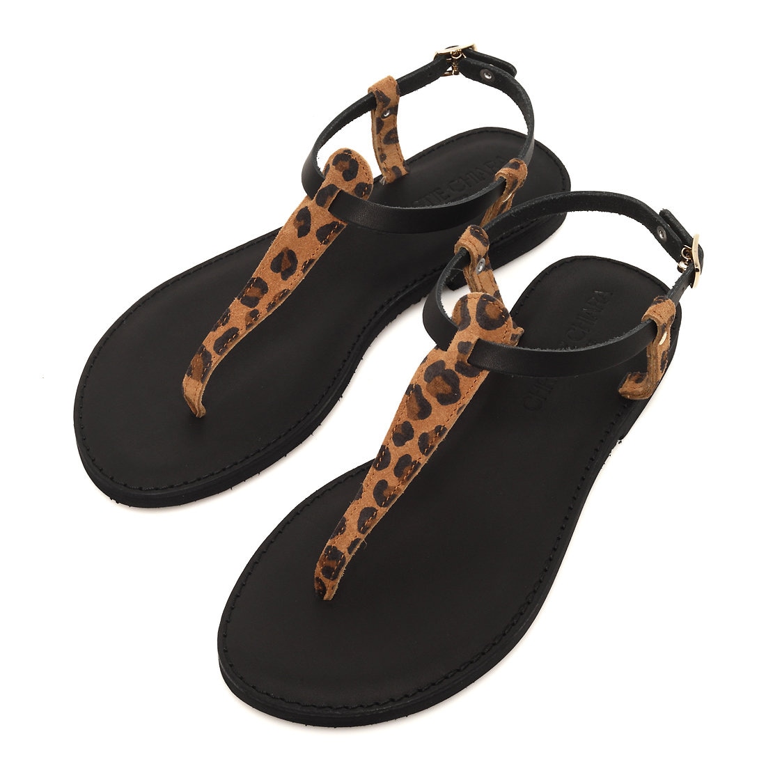 Logo leopard-print cotton sandals