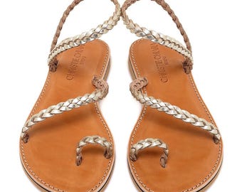 Handmade Braided Leather Wedding Sandals, Greek Bridal Shoes
