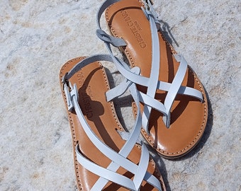 Greek Sandals, White Sandals, Women Sandals, Handmade Gift, Summer Clothing, Handmade Leather Sandals, White Strappy Sandals, Hippie Sandals