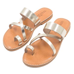 Classic Greek Gold Sandals, Gold Sandals, Sandals for Women, Comfy Sandals, Gift for Her, Beach Outfit, Beach Footwear, Summer Gold Sandal.