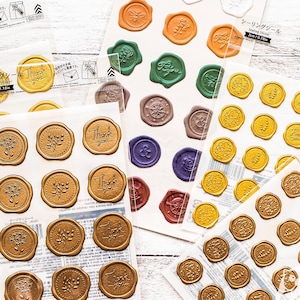Adesivos tipo selo de cera de vedação | Ouro, bronze, adesivos de embrulho coloridos | Amifa | Daiso | Embalagem de presente. Embalagem, selo de cera