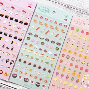 Taberaretai Sticker Bogen | Leckeres Essen Mini Aufkleber | Sushi, Obst, Süßigkeiten, Wagashi, Dessert|GAIA Co Ltd | Journaling, Terminplaner, Planer