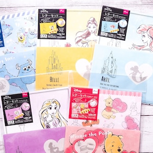 Juego de cartas con personajes hechos en Japón con sobres con ventana transparente / Princesa, oso, monstruos / Daiso / Regalos, escritura, mensajes, papeles