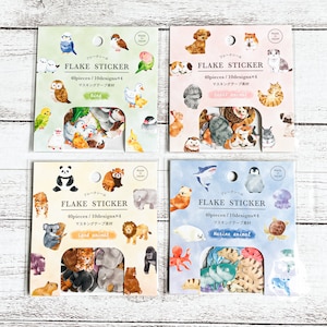 Adesivos de flocos de animais pequenos | Cachorro, gato, animais de estimação, ouriço, pássaro, animal terrestre, animal marinho | GAIA Co Ltd | Feito no Japão | Decorativo, Diário