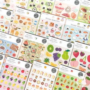 Selezione di adesivi alimentari / Prodotto in Giappone / Picnic, Pane, Dessert, Frutta, Verdura, Caffè, Fast Food / GAIA Co Ltd / Diario, Album, Biglietti