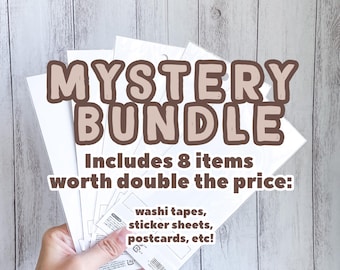 Mystery Bundle | Set of 8 Items | Washi Tape, Sticker Sheet, Postcards and more | Stationery | Made in Japan | Journal, Scrapbook