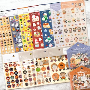 Hojas de pegatinas y copos de pegatinas de Halloween fabricados en Japón / Fantasmas, papel Kraft, Truco o trato, Disfraces / GAIA, Kyowa / Para decorar, Diario