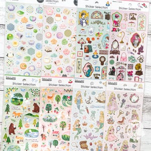 Made in Japan Aesthetics Sticker Auswahlblatt|Wagashi,Taisho Römisch,Vintage,Tiere Wald,Märchen,Meerjungfrau,Rapunzel|GAIA Co Ltd|Journal