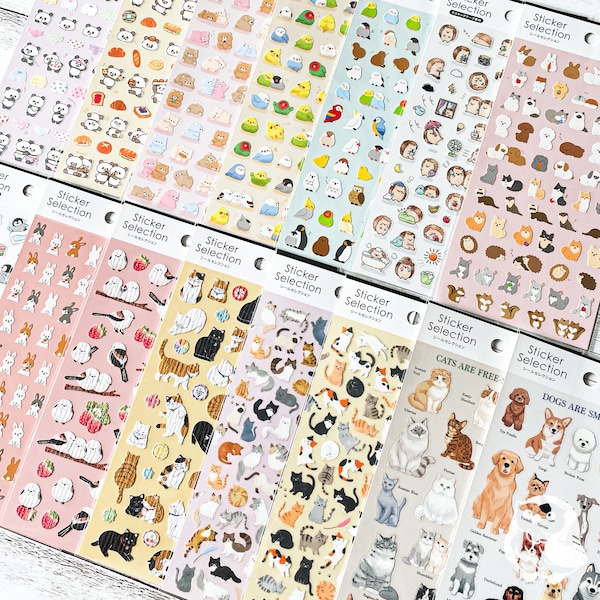 Animals Sticker Selection| Cat, Dog, Bird, Bear, Rabbit, Panda, Hedgehog, Penguin| GAIA Japan|Made in Japan| Decoration