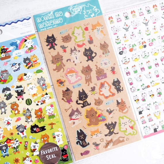 Assorted Cat Sticker Sheets Kraft Paper Schedule Seal Etsy UK