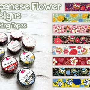 Cinta Washi de flores tradicionales japonesas / Crisantemo, Patrones, Arte tradicional, Kimono / Daiso / Decorativo, Diario / Hecho en Japón