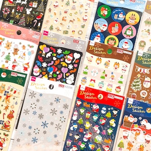 Naklejki świąteczne | Bałwan, Niedźwiedź, Motyw, Renifer Świętego Mikołaja, Impreza, Dzieci | Daiso | Wyprodukowano w Japonii | Dekoracja, Pamiętnik, Planer, Kartka