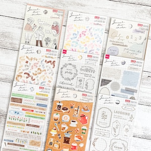 Sticker dagboek dagboek | Stickervel Made in Japan | Puntsticker | Bericht, briefpapier, koffiestandaard, lucht, verf | Daiso | Decoratief