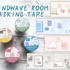 Gemaakt in Japan Mindwave kamer afplakband | Woonruimte, Creme, Blauw, Roze, Groen | Gedachtengolf | Scrapbooking, decoratief, kaarten maken, tijdschrift