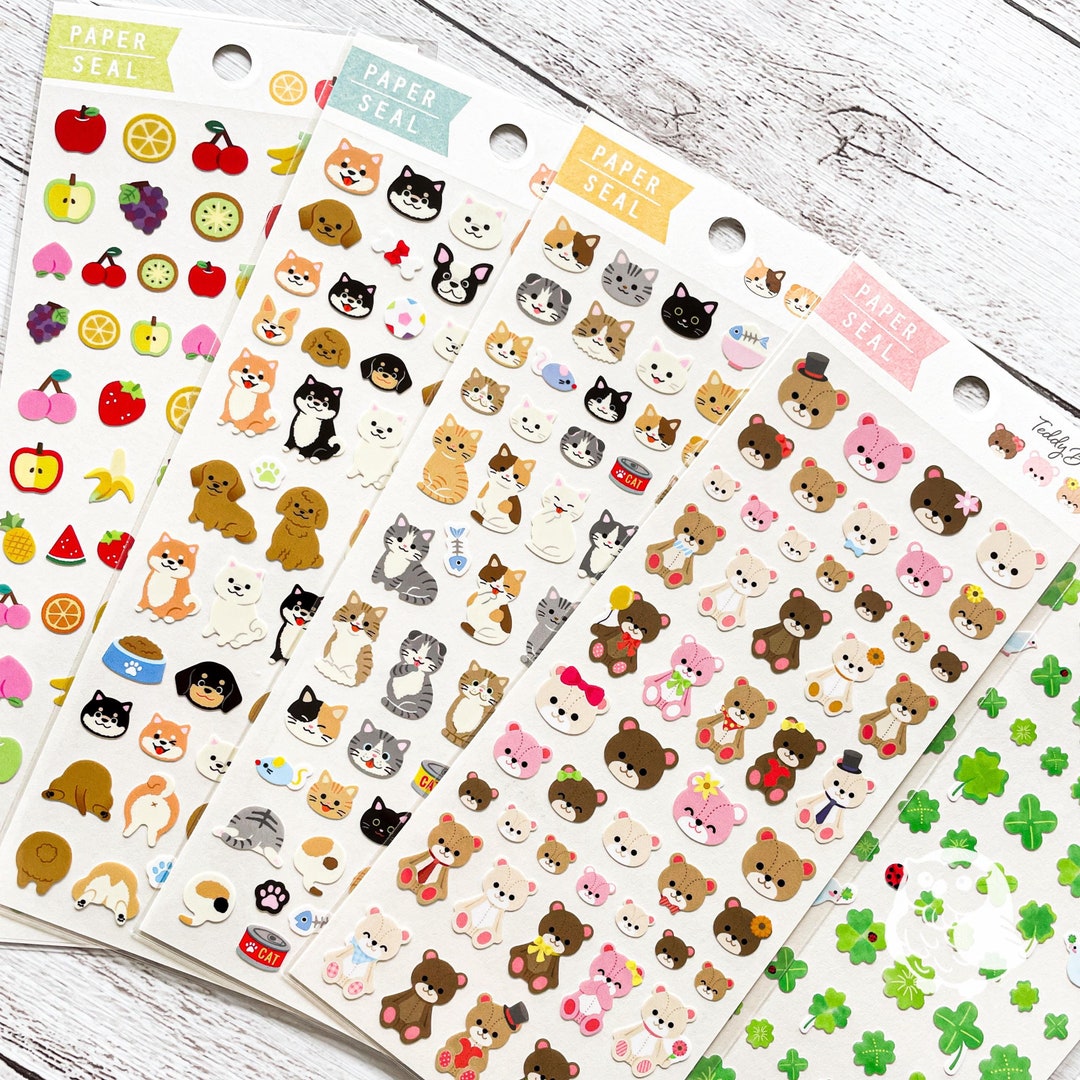 Active Cat Sticker Active Corporation Dog Cat Bear Fruits Clover Paper Sticker Sheet ...