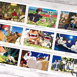 Offizielle Studio Ghibli Postkarten|Ponyo, Chihiros Reise ins Zauberland, Das wandelnde Schloss, Kikis Geburt, Mononoke, Porco Rosso|Gedruckt in Japan|Geschenk