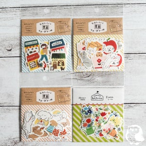 Color Your Life | Watashi Biyori | Cachorro, Gato, Flor, Compras | Adesivos de Flocos | Furukawashiko Japão | 5 designs x 4pcs, 20pcs