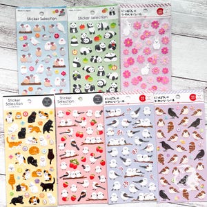 Seleção de adesivos de animais feitos no Japão | Papel de adesivo texturizado premium | Gato, coelho, pássaro, Shimaenaga, pardal, panda, corvo | GAIA Japão | Diário
