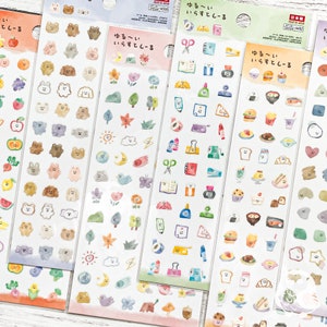 Yuruui Irasuto Seal | Sticker Sheet | Nature, Food, Animals | Daiso | 4485, 4508| Made in Japan | Journaling, Decoration, Scheduling