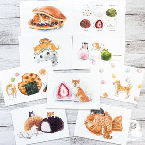 Japan Shiba Hund Wagashi, Süßwaren Postkarten| Natsuka Murata | Hergestellt in Japan | Aktive Gesellschaft | Dekoration, Karten, Nachricht
