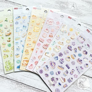 Doux Fleur Aufkleber | Stickerbogen | Kuchen, Gebäck, Dessert, Blumen | Daiso | Hergestellt in Japan | Journaling, Dekoration, Terminplanung, Notizbuch