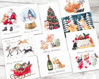 Japan Shiba Dog Christmas Postcards| Natsuka Murata | Made in Japan | Active Corporation | Decoration, Cards, Message