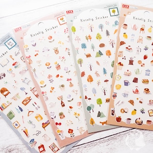 Koselig-sticker | Gezellige stickers | Thuiscafé, kamer, bloem, bos | Natuur | Daiso | Gemaakt in Japan | Decoratief, journaling, scrapbooking