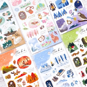 Tabi Mind Wave Aufkleber|And We Are the Voyagers|Made in Japan|Made in Japan|Schwanensee, Hasenwiese, Eulennacht, Pferdewald, Elchschnee, Fuchsherbst|Tagebuch