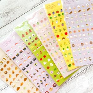 Taberaretai-stickervel | Lekker eten ministickers | Sushi, Bento, Fruit, Dessert, Wagashi, Groente, Brood |GAIA Co Ltd| Dagboek,planner