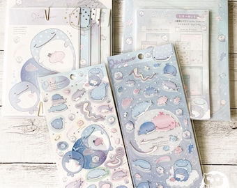 Authentic Jinbesan Letter Set with Envelopes and Stickers | Cute Whales | SE56801, SE56802, LH77701 |San-X|Made in Japan| Journal, Scrapbook
