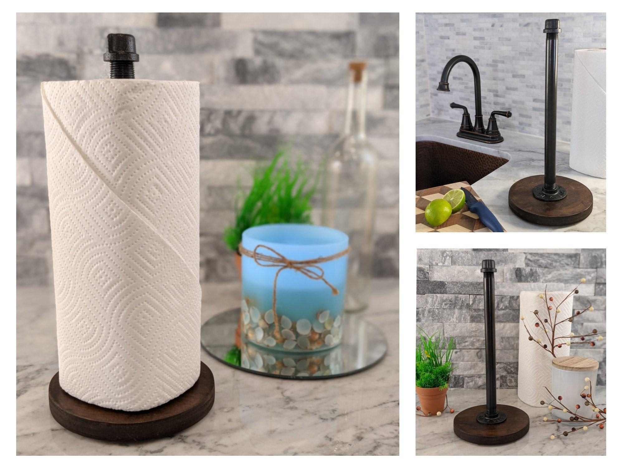 Paper Towel Holder From Iron Pipe Wood Rope: Coastal, Nautical, Farmhouse,  Industrial, Rustic, Lakehouse Lake House Kitchen Decoration Decor 