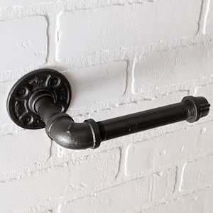 Iron Pipe Toilet Paper Holder - Rustic Bathroom Decor - Industrial Bathroom - Steampunk Metal - Colors - Farmhouse TP Holder - Durable