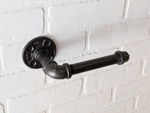 Iron Pipe Toilet Paper Holder - Rustic Bathroom Decor - Industrial Bathroom - Steampunk Metal - Colors - Farmhouse TP Holder - Durable