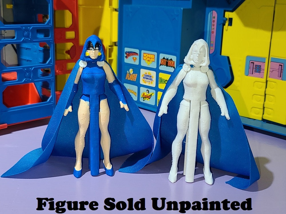 Raven Unpainted Custom 3D Printed Super Powers Style Action Figure with cape DIY Kit