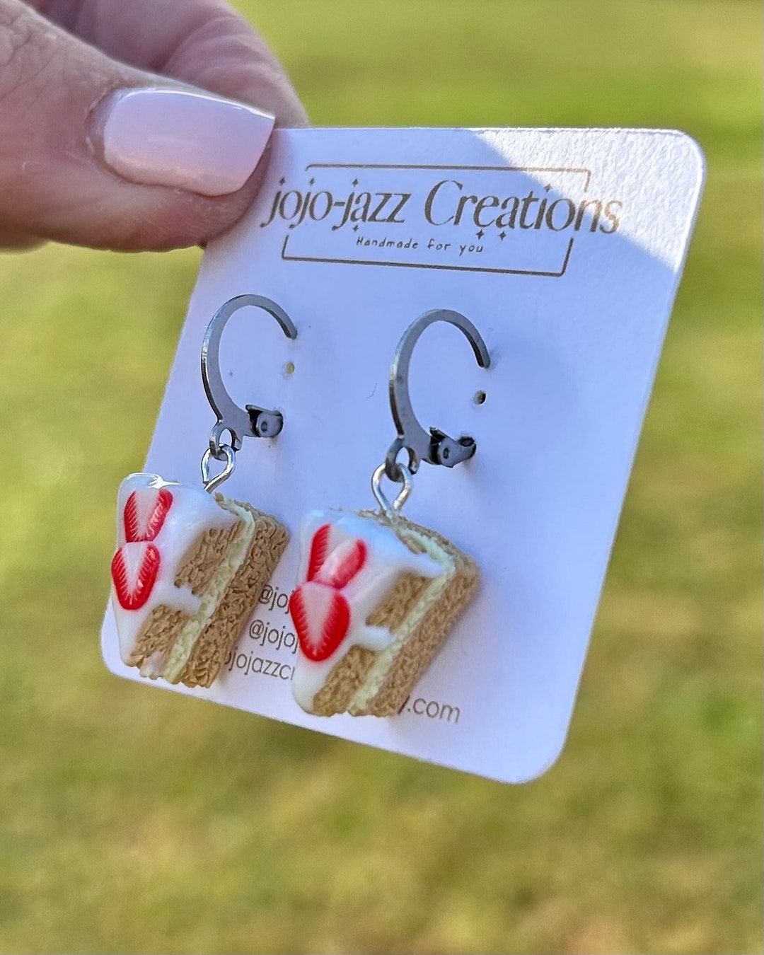 Cake Slice Strawberry Novelty Earrings Whimsy Summer Etsy UK