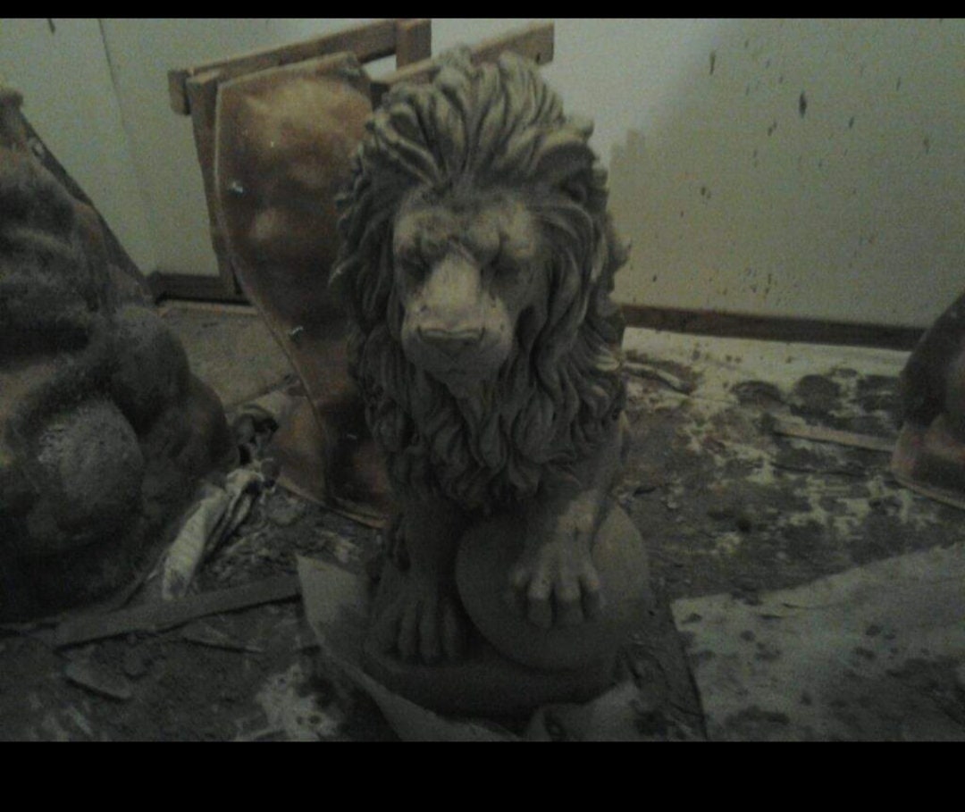 Concrete Lion Statues Etsy