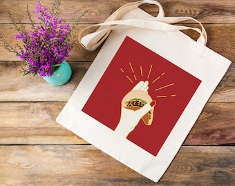 Taco Art Canvas Tote Bag - Rot