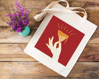 Queso Chip Art Canvas Tote Bag - Red