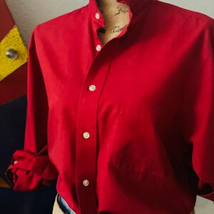 Scarlet Red HOT Long Sleeve Ruffle Collar Button Down Blouse - Etsy