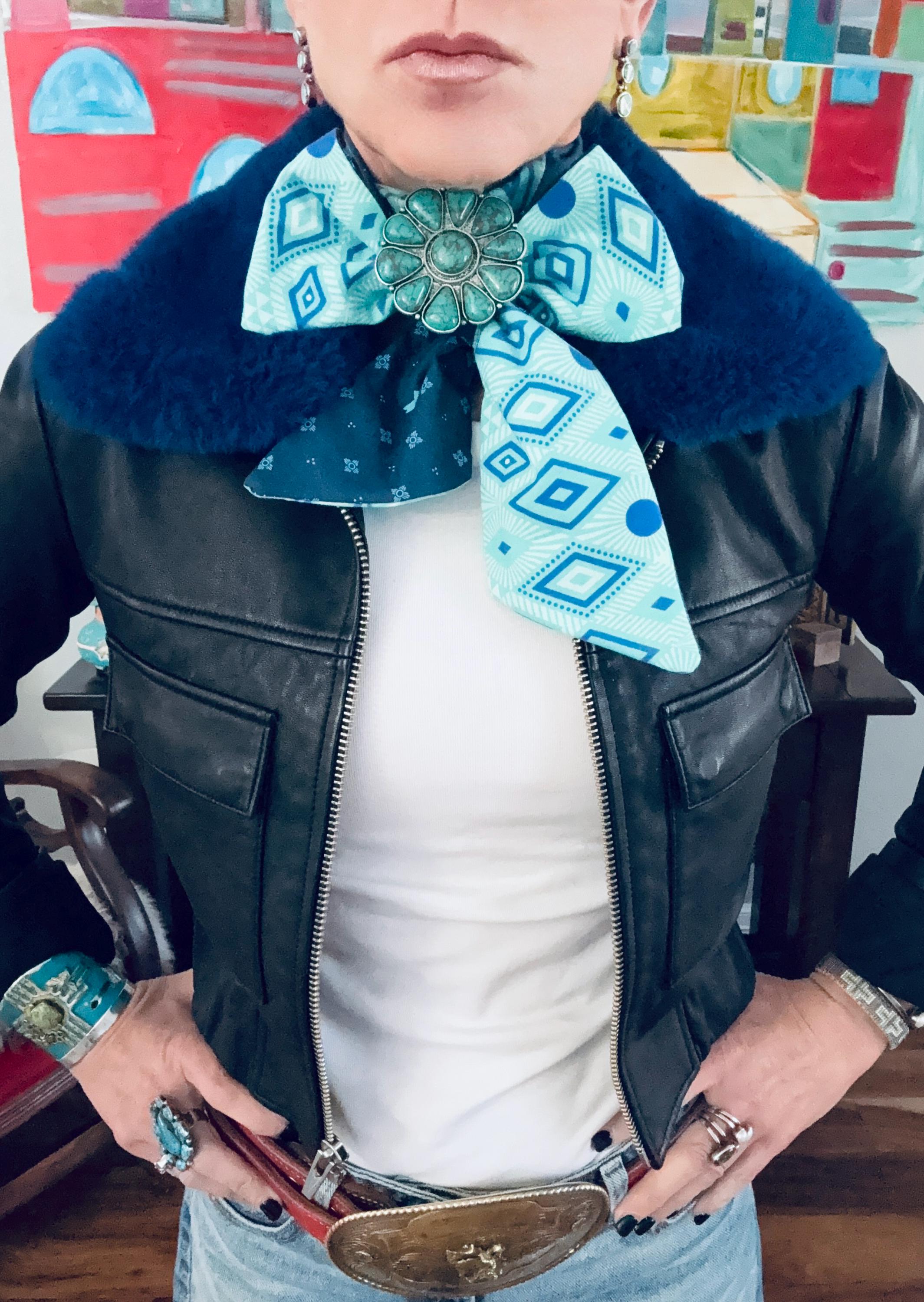 Reversible Tribal Zia Print Skinny-ish Scarf | Handmade 100 