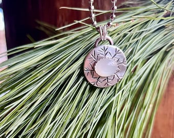 Snowflake Necklace, Sterling Silver Snowflake Pendant, Moonstone Snowflake, Winter Jewelry