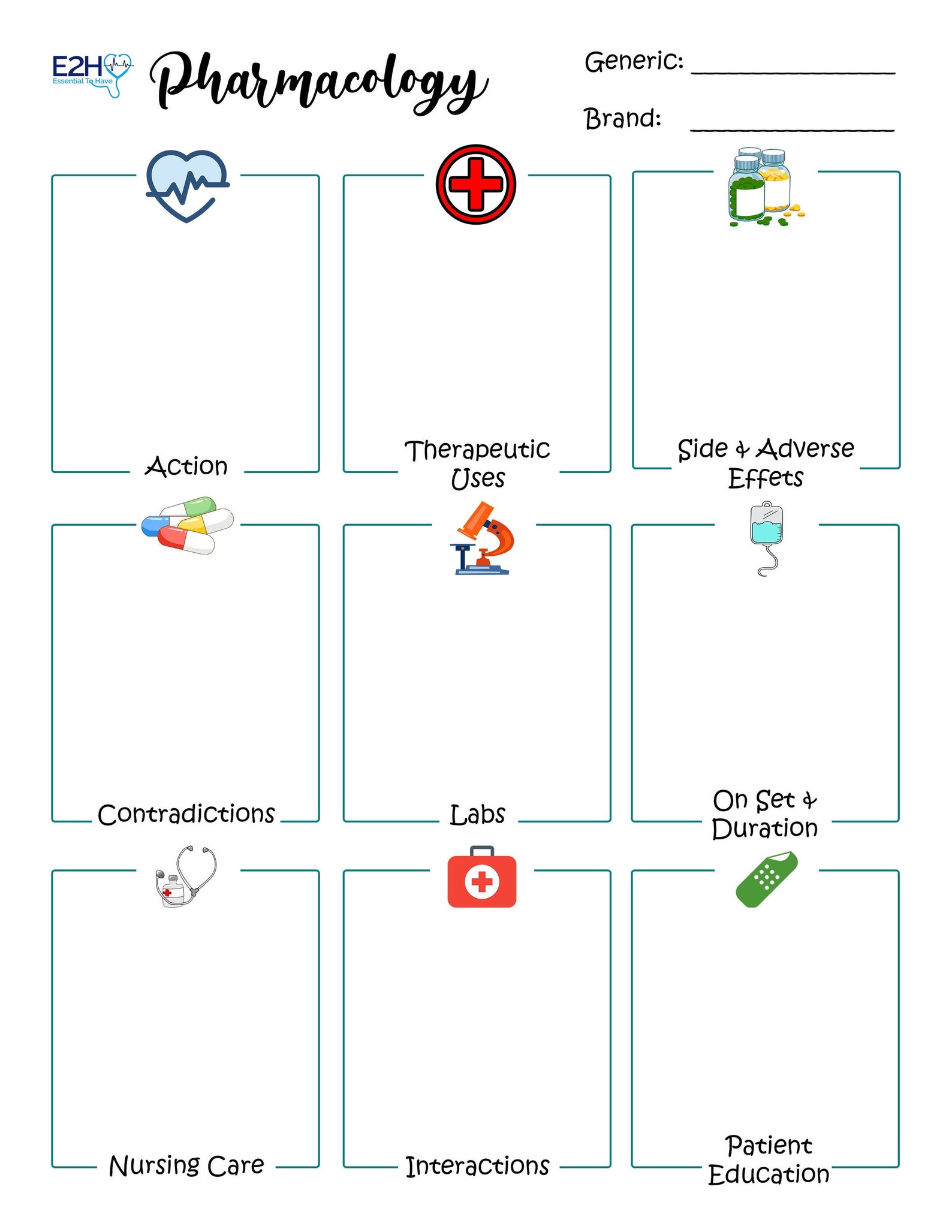 Pharmacology Templates, Pharmacology Medications Templates