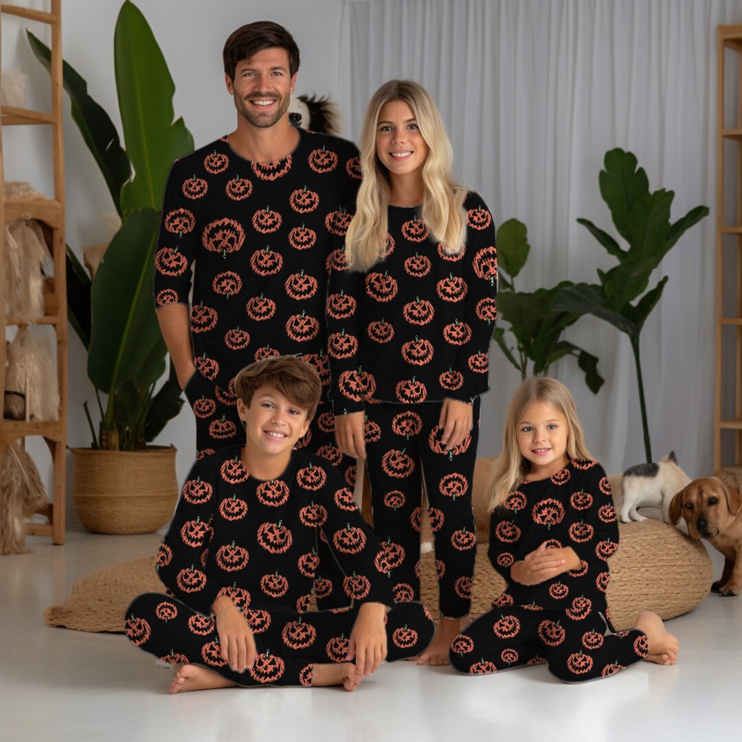 Halloween Pumpking Pajamas Set, Matching Family Pajamas Set, Gifts for
