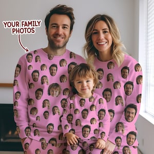 Customized Face Portrait Pajama Set Using Face Photo, Gift For Him, Custom Photo Pajamas, Matching Family Pajamas Set, Gifts for Family,xmas