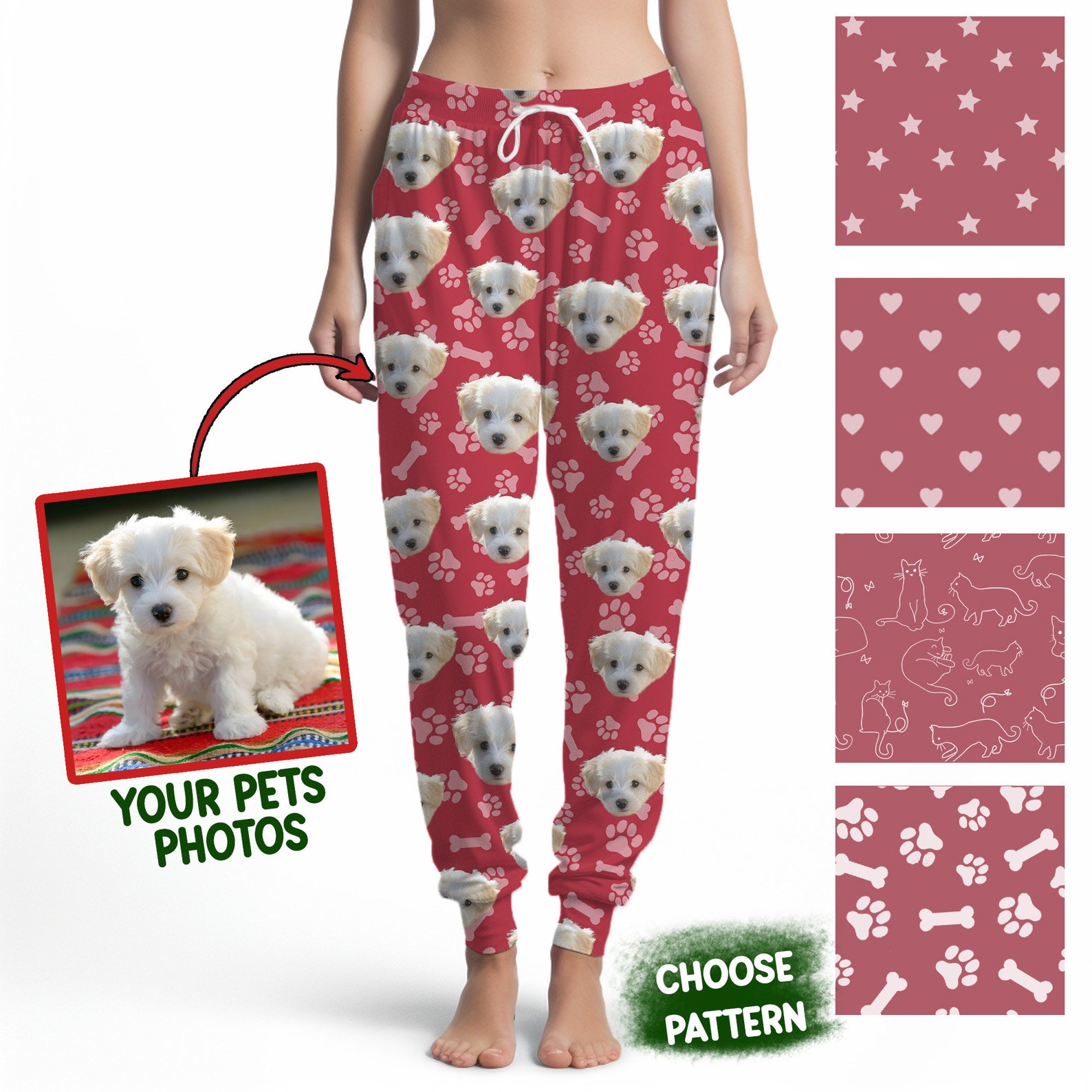 Customized Pajama Pants With Photo, Custom Dog and Cat Photo Pajamas