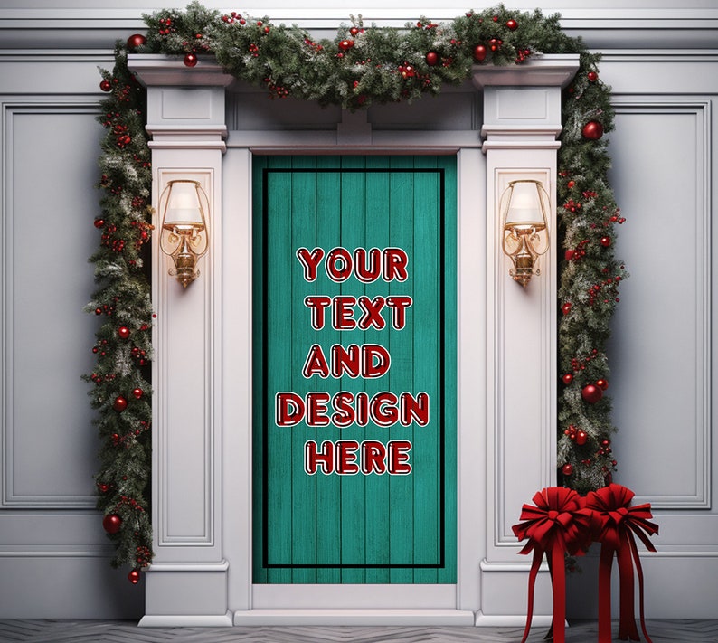 Personalized Christmas Door Cover, Custom Door Cover, Custom Text and